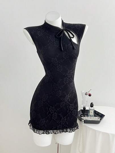 Elamini Đầm không tay thanh lịch dành cho nữ với thiết kế cổ buộc dây.