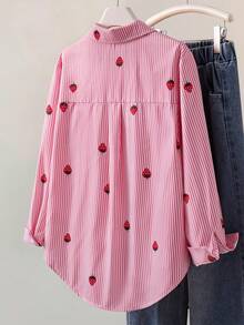 Elladie kids Áo chống nắng kẻ sọc cho bé gái tuổi teen, mùa xuân/hè, kiểu Hàn Quốc, thích hợp cho kỳ nghỉ, mùa hè, du lịch. - Hồng - Xem 2