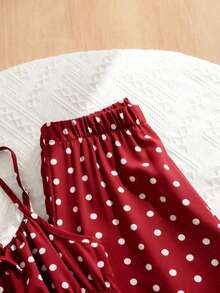 Tween Girls Polka Dot Print Vest And Pants Set - Red - View 7