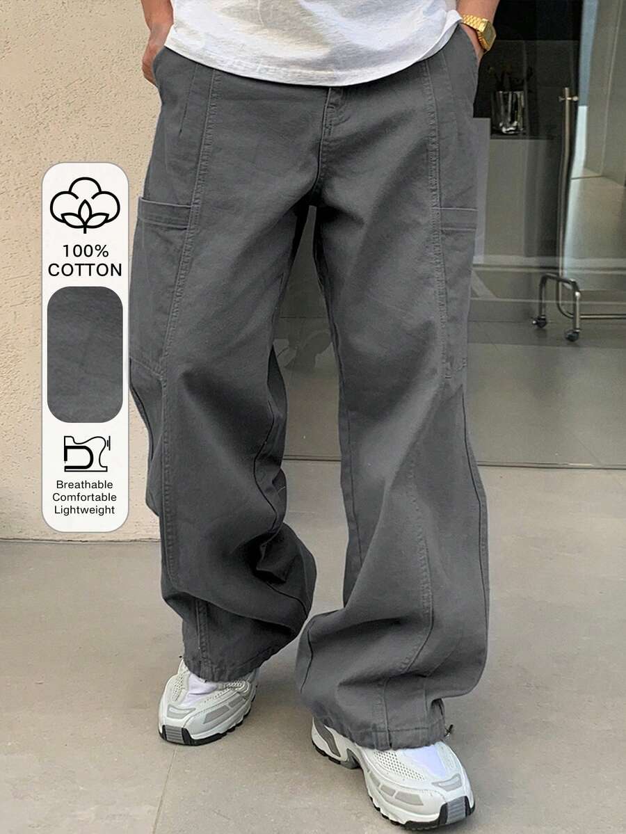 DAZY Quần Jeans Denim Thiết Kế Đơn Giản Túi Trơn Cho Nam, Mặc Thường Ngày - Màu xám đen - Xem 1