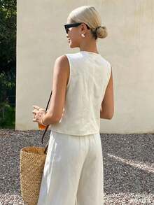 Livesso Women Denim Two-Piece Outfits - White - View 2