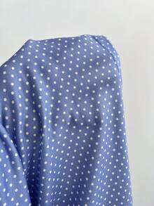 Elamini Women's T-Shirt With Deep V-Neck, Ruched Detailing, And Knit Polka Dot Pattern Blue - Blue - View 5