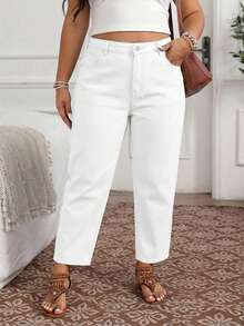 EMERY ROSE Jeans pitillo con bolsillos para mujer de talla grande - Blanco - Ver 3