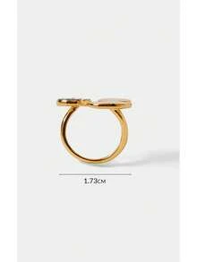 Noxbound Anillo de gota de aceite con doble asimetría de strass chapado en oro de 18K, chapado en oro de 18K, minimalista/vintage/elegante, para mamá/mujeres/niña/madre, verano/playa/baile de graduación/fiesta/vacaciones/viajes, BOHEMIO/moderno/chic, uso diario/día de trabajo - Amarillo Oro - Ver 6