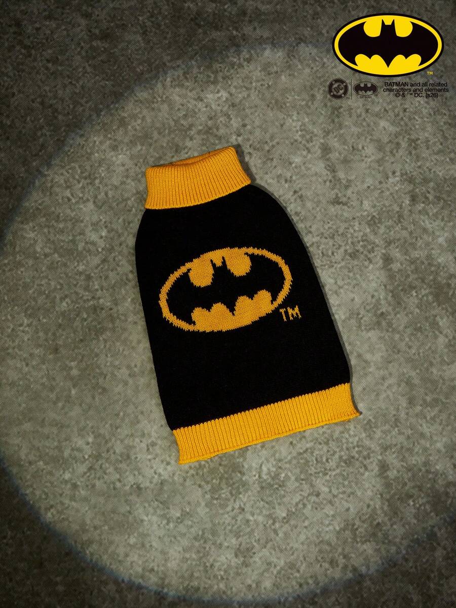 Batman X PETSIN 1pc Pet Cat Dog Universal Brown Jerry Cartoon Pattern Jacquard High Neck Elastic Comfortable Warm Dog Sweater - Multicolor - View 1