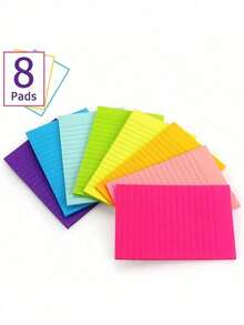 SHEIN 1/8 piezas Notas adhesivas grandes 4x6 IN, (46 hojas/bloque) Notas adhesivas rayadas 4x6 de colores brillantes/pastel, Blocs de notas adhesivas grandes rayadas, Notas adhesivas grandes a granel rayadas, Vuelta al cole - Unitalla - Ver 7