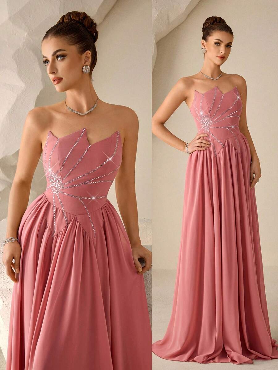 Coutiva 女士珍珠雪纺缀饰正式晚礼服（重工刺绣）