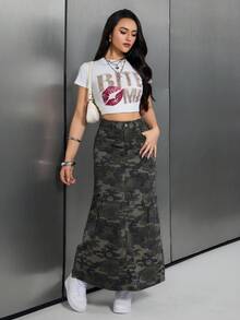 Jeanoix 女士迷彩百搭半身裙，春夏款 - 彩色 - 查看 6