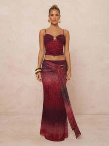 Lumalex 女士夏季时尚动物纹吊带背心和半身裙套装 - 彩色 - 查看 5