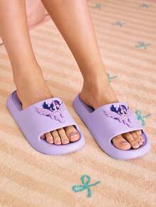 My Little Pony X SHEIN 可爱卡通暮光闪闪女孩/女士粉色套脚拖鞋，防滑速干，轻便耐用EVA材质，适合居家、浴室、游乐场、游泳池、海滩等室内外场所，独角兽图案 - 紫色1 - 查看 7