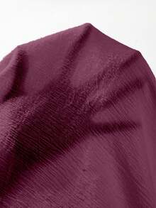 SHEIN Unity Women's Solid Color Elastic Waist Drawstring Loose Straight Leg Pants - Purple - View 7
