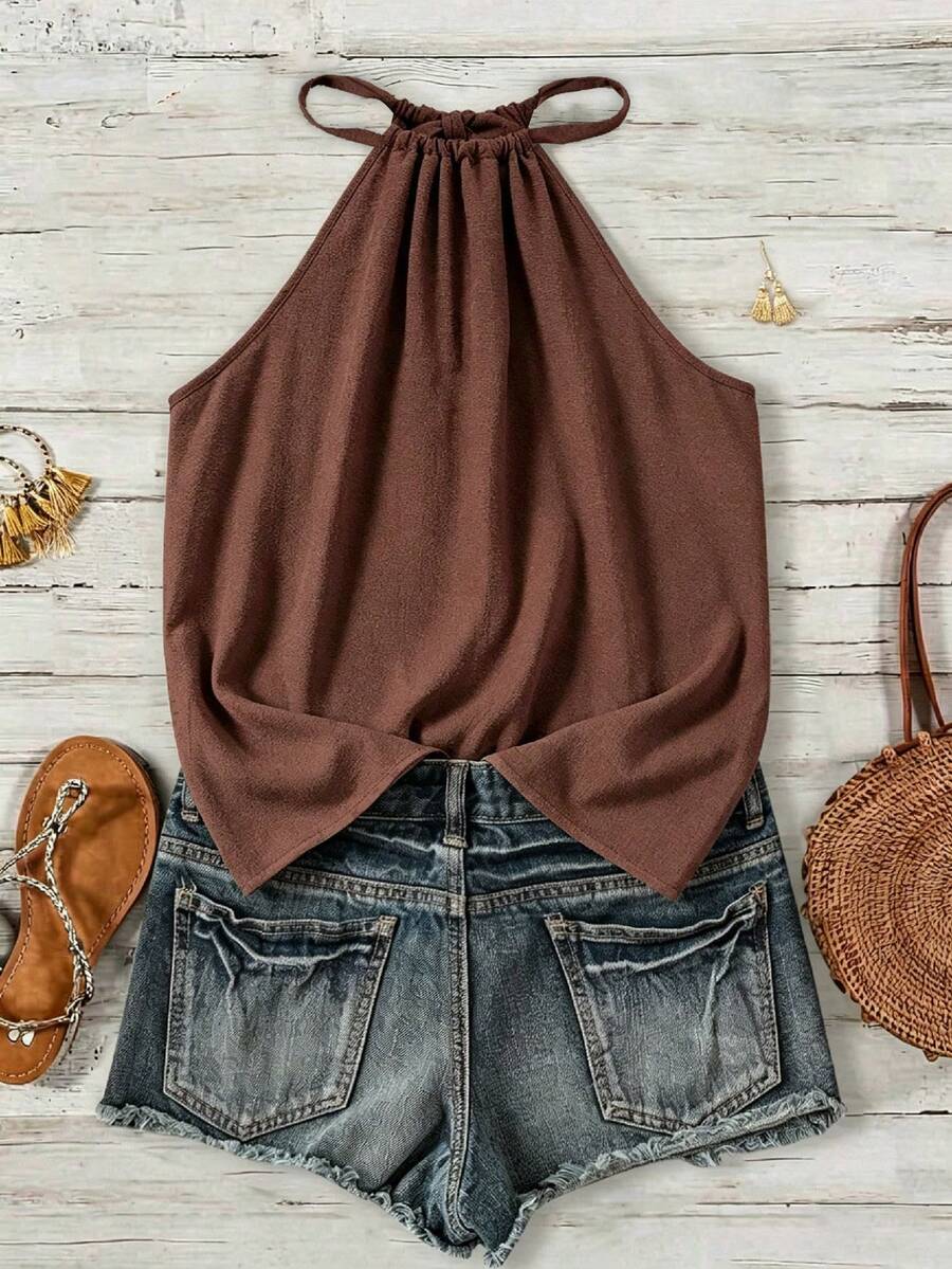 EMERY ROSE Áo hai dây mỏng nhẹ, chất liệu vải họa tiết, đa năng dành cho nữ mùa hè. - Nhiều màu - Xem 1