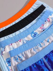 SHEIN 5pcs/Pack Young BoyBasic Rabbit Print Boxer Briefs - Multicolor - View 3