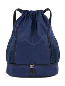Large Capacity Drawstring Sports Backpack, Fashionable Gym Bag With Inner Pocket, Waterproof Nylon Oxford Fabric, Bottom Shoe Compartment, Side Mesh Pocket, Wide Drawstring Design, Suitable  Ideal For Football, Basketball, Travel, Yoga, Swimming - Multicolor - View 9