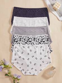 5条/包 女士弹力腰带舒适纯棉三角裤 - 彩色 - 查看 2