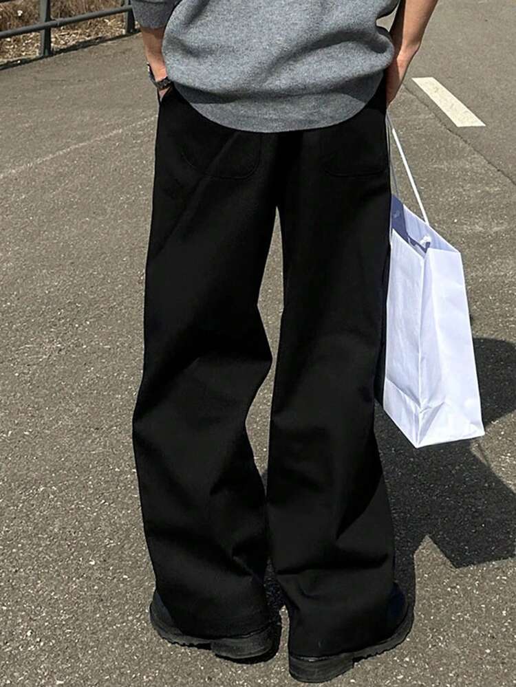 Men's Casual Solid Color Commuter Pants, Versatile For Autumn, Fall