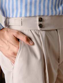 Men's Casual Commuting Solid Color Tapered Pants, Fall Old Money - Apricot - View 9