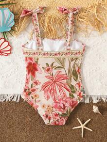 Travachic KIDS Baju Renang Bayi Perempuan Kasual Nyaman dengan Motif Bunga dan Tali Bahu Warna Kontras - MultiWarna - View 2