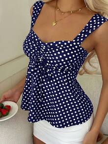 CovetEZ 海军蓝白波点女式背心 - 藏蓝色 - 查看 3
