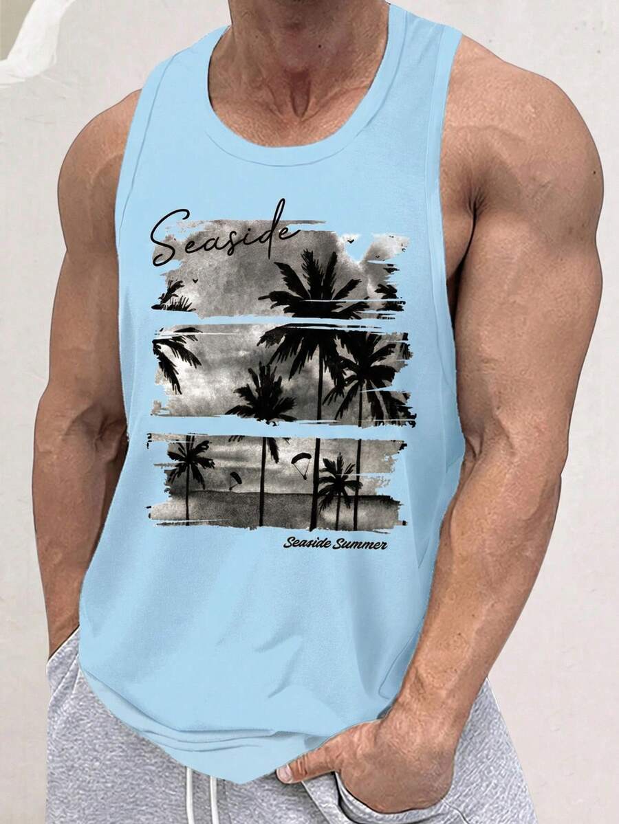 Manfinity RSRT Standard Size Men's Light Blue Tank Top - Baby Blue - View 1