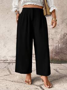 Breezaya Plus-Size Women's Simple & Loose-Fit Business Capris - Black - View 5