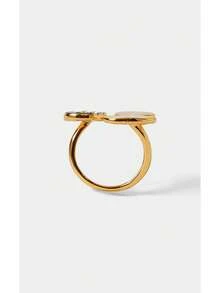 Noxbound Anillo de gota de aceite con doble asimetría de strass chapado en oro de 18K, chapado en oro de 18K, minimalista/vintage/elegante, para mamá/mujeres/niña/madre, verano/playa/baile de graduación/fiesta/vacaciones/viajes, BOHEMIO/moderno/chic, uso diario/día de trabajo - Amarillo Oro - Ver 5