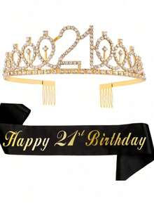 2件套生日绶带和皇冠套装，包含生日皇冠、生日绶带、精美蜡烛和蛋糕装饰，是送给女性的生日礼物，适合生日派对、金色主题派对和圣诞节等场合。 - 彩色 - 查看 17