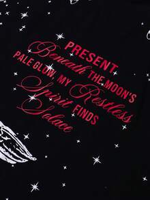 ROMWE MEN Street Life 男士花卉天使图案印花圆领无袖背心 - 黑色 - 查看 3