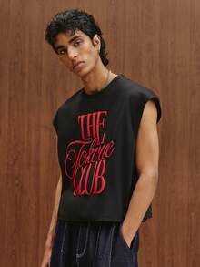 TOKVUE Áo thun nam dáng rộng in họa tiết, thích hợp mặc hàng ngày. - màu đen - Xem 3