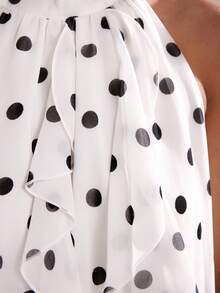 SHEIN BAE Women's Polka Dot Print Ruffle Hem Sleeveless Blouse - White - View 7
