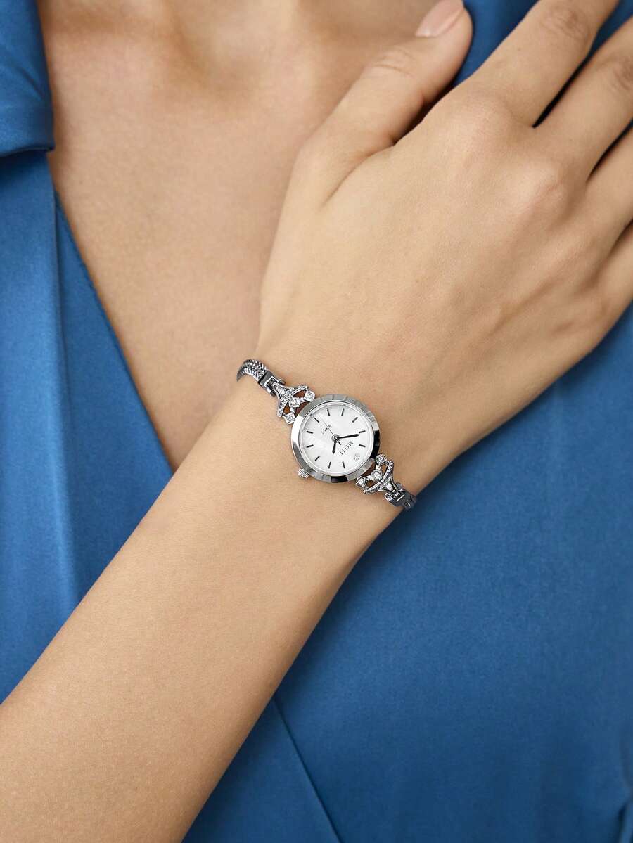 MOTF PREMIUM LUXURIOUS MOTHER-OF-PEARL FACE BRACELET WATCH - White - View 1