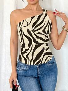 SHEIN Raffinéa Women's Black Sexy Metal Pleated Sleeveless Top - Multicolor - View 6