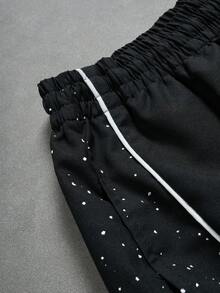 Aesthetic Post Men's Summer Casual Polka Dot Print Drawstring Waist Shorts - Black - View 4