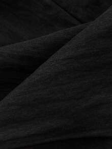 Elamini 性感翻领侧系腰带修身无袖衬衫，简约设计，女士款 - 黑色 - 查看 7