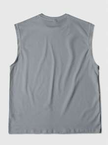 Manfinity Homme Men's Slogan Print Crew Neck Casual Sleeveless Tank Top - Grey - View 3