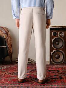 Men's Casual Commuting Solid Color Tapered Pants, Fall Old Money - Apricot - View 2