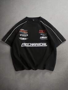 STYNVO 男士撞色印花极简短袖T恤 - 黑色 - 查看 2