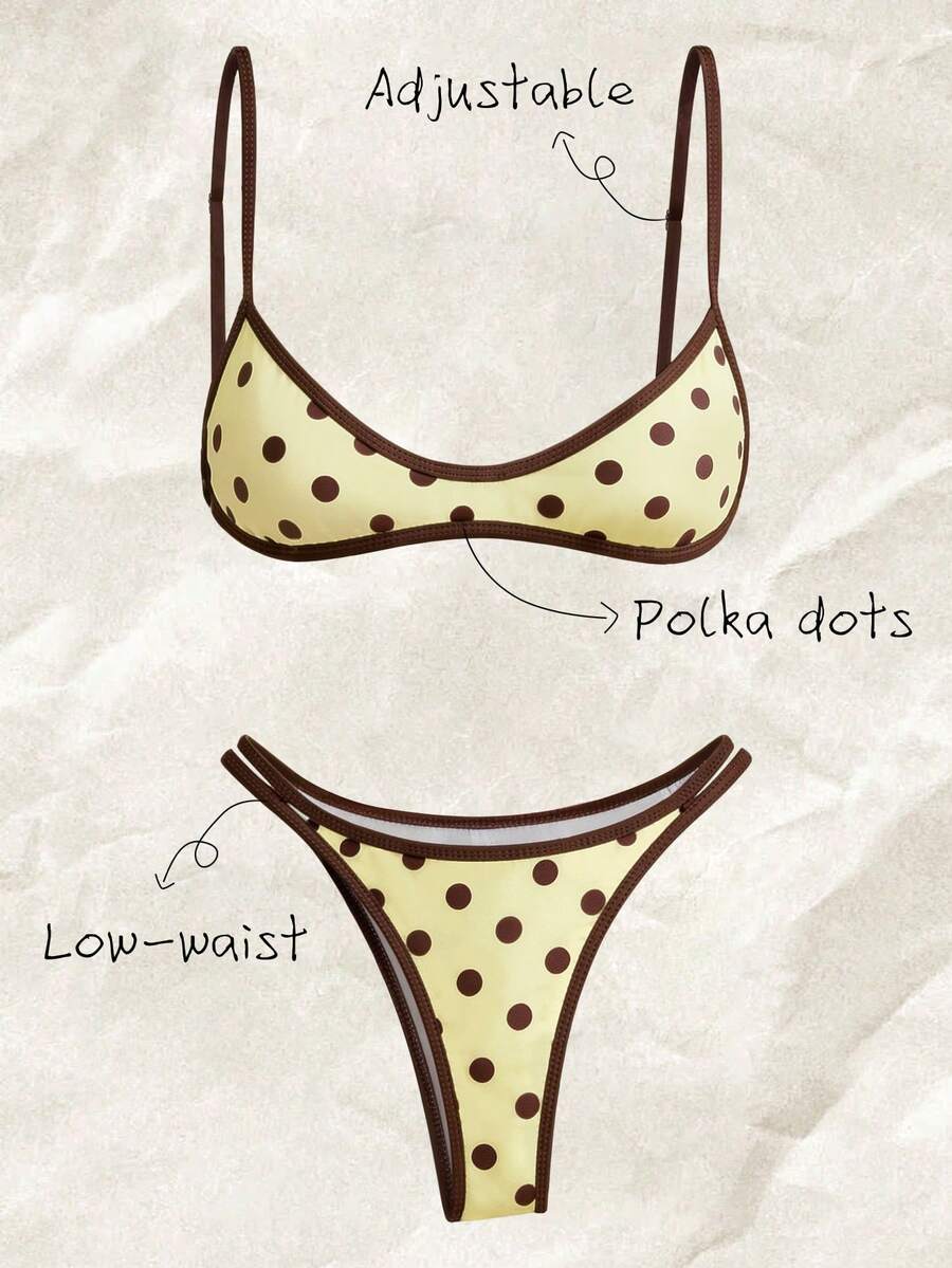 Elavelle Bộ 2 món bikini hai mảnh in họa tiết ngẫu nhiên dành cho nữ, kiểu dáng gợi cảm, thích hợp cho mùa hè. - Nhiều màu - Xem 1