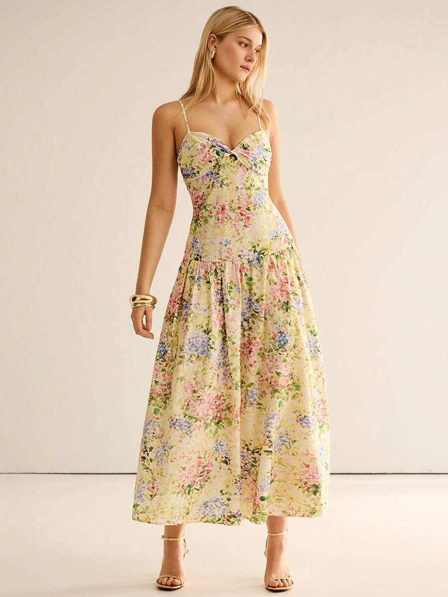 CielaLinda Đầm maxi in hoa cho nữ, đầm đi nghỉ mát, đầm thắt nút. - Nhiều màu - Xem 1