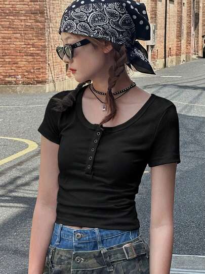 Dazy Kids ティーンガールズ フィッテッド 無地 半袖Tシャツ