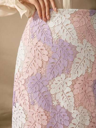 Anewsta تنورة نسائية أنيقة ذات لون متباين مطرزة بتصميم مجوف، جودة عالية، مقاس قياسي، مناسبة لعيد الحب، العطلات الصيفية، عطلة الربيع