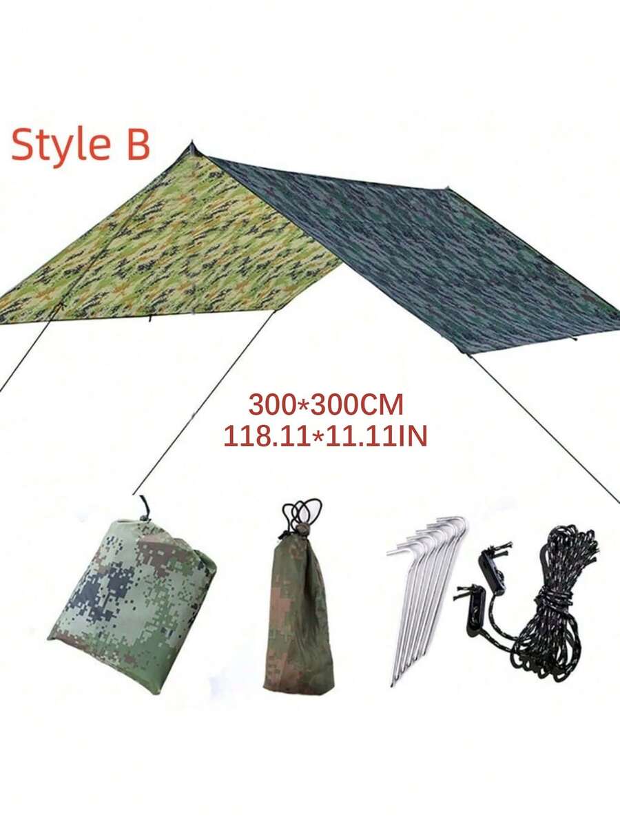1 pièce Tente de plein air avec grande couverture pare-soleil pour le camping et la randonnée, imperméable, pare-soleil, couverture pare-soleil triangulaire, équipement de camping barbecue de plage, bâche de sol imperméable, tapis anti-humidité - Multicolore - Voir 1