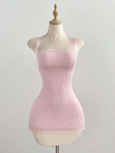 Elamini Đầm mini dệt kim thanh lịch, dễ thương, thiết kế hở lưng thắt nơ dành cho nữ, thích hợp cho đám cưới, lễ tốt nghiệp, tiệc tối trang trọng nhẹ, tiệc tùng, kỳ nghỉ, hẹn hò trà chiều, mùa hè.