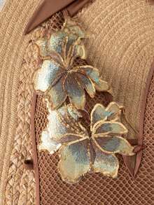 Bonvoyette Traje de baño de una pieza con escote halter y espalda descubierta, ropa de playa de moda para piscina, fiesta de Año Nuevo, Navidad, esencial de influencer, primavera/verano, elegante y sexy de punto calado con textura y grandes flores con lentejuelas - Marrón - Ver 11