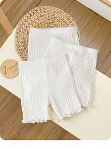 SHEIN LMoss Kids 女婴夏季可爱纯色针织蝴蝶结短裤套装 - 彩色 - 查看 2