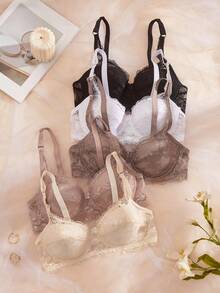 5pcs/Set Women Lace Underwire Bras - Multicolor - View 3