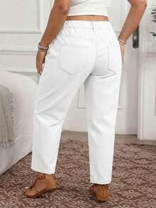 EMERY ROSE Jeans pitillo con bolsillos para mujer de talla grande - Blanco - Ver 2