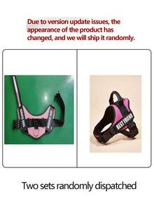 1pc Pink, Anti-Explosion, Flashing Strip Decorated Pet Chest Strap, Back Strap, Vest-Style Harness, Suitable For Small, Medium, And Large Dogs To Go Out For Walks Or Trainings - Pink - View 10