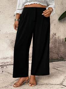 Breezaya Plus-Size Women's Simple & Loose-Fit Business Capris - Black - View 3