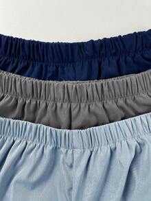 3 Pc Teenboy's Loose Casual Woven Sports Workwear Shorts Set,Solid Color Basic Versatile Summer,Streetwear,Beach Shorts For Spring And Summer Seasons - Multicolor - View 8
